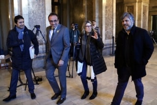 Els diputats de JxCAT Josep Rull, Elsa Artadi i Albert Batet, i Damià Calvet