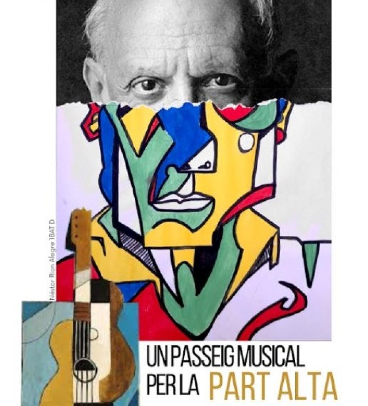 Cartell de la ruta “Música i Picasso : un passeig musical per la Part Alta”