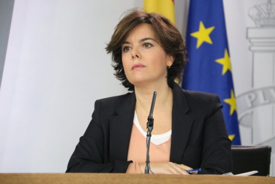 La vicepresidenta del govern espanyol, Soraya Sáenz de Santamaría, durant la roda de premsa posterior a un Consell de MInistres