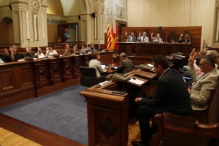 Imatge del ple de la Diputació de Tarragona i la unanimitat dels diputats en votar una declaració institucional en contra dels talls de subministrament per part d&#039;Endesa a les persones vulnerables