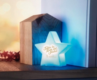 Imatge de l’estrella de Nadal de la campanya de dinamització del teixit comercial de la Bisbal “Troba la llum del Nadal”