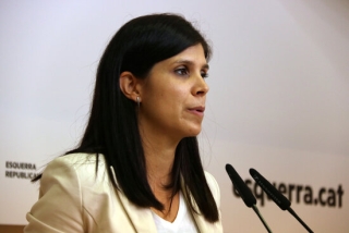 La portaveu d&#039;ERC, Marta Vilalta, en roda de premsa a la seu dels republicans