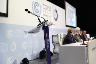 Detall de la sala del plenari de la Conferència de l&#039;ONU sobre el Canvi Climàtic COP25 a Madrid