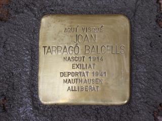 Una de les llambordes stolpersteine que s&#039;han instal·lat a Tarragona, en record a Joan Tarragé Balcells