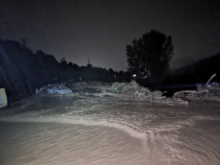 Imatge del riu Francolí, desbordat, al seu pas per Montblanc i l&#039;Espluga de Francolí 