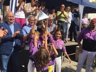 Els Castellers de Figueres recullen el primer premi de la primera jornada del XXVII Concurs de Castells, celebrada avui a Torredembarra