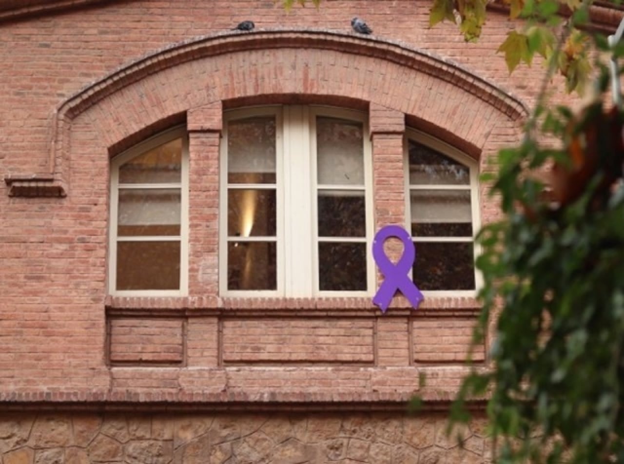 Imatge d&#039;arxiu d&#039;un llaç lila a la façana del Consell Comarcal del Baix Camp pel 25N