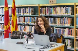 La meteoròloga Gemma Puig, aquest dijous, a la Biblioteca Municipal de Constantí