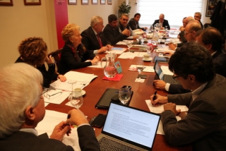 Imatge de la reunió del comitè executiu de les cambres de comerç catalanes i del consell de presidents, amb la presència de Joan Carandell, reunits per primer cop a la Cambra de Comerç de Valls, el 10 de gener del 2020