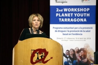 La directora d&#039;investigació i fundadora del Centre Islandès de recerca i Anàlisi social (ICSRA), Inga Dóra Sigfúsdóttir, durant la seva intervenció al 2n Workshop Internacional Planet Youth, a Tarragona