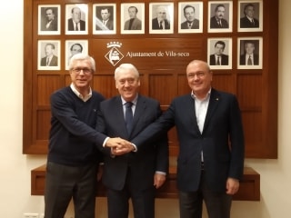 Presentació del projecte a Vila-seca amb els alcaldes de Tarragona Josep Fèlix Ballesteros, de Vila-seca Josep Poblet i de Reus Carles Pellicer (d&#039;esquerra a dreta)