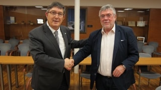 El president de GiPSS, Roger Pla, i el rector de la Universitat Rovira i Virgili (URV), Josep Anton Ferré